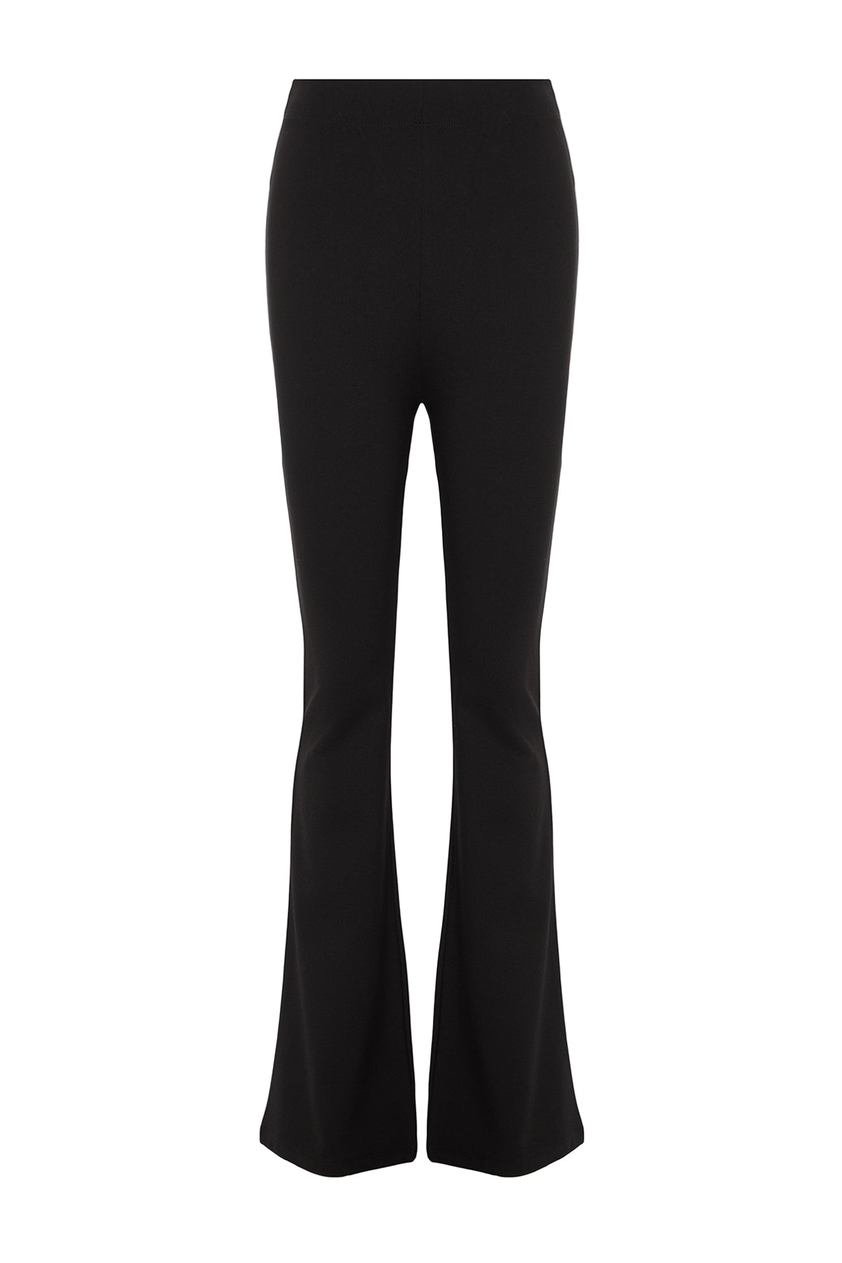 Siyah İnceltici Yüksek Bel Flare/İspanyol Paça Örme Pantolon TWOAW24PL00164