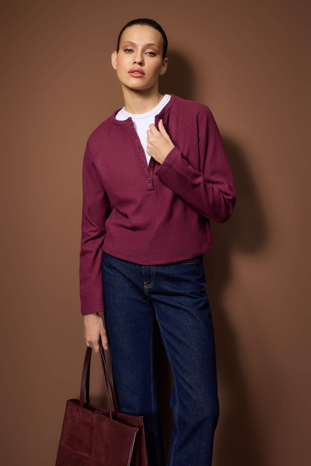 Trendyolmilla Antrasit Regular/Normal Kalıp Yarım Patlı Selanik Kalın Örme Bluz TWOAW26BZ00252