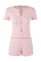 Trendyolmilla Beyaz %100 Pamuklu Çiçekli Kurdele/Fiyonklu Fitilli Şortlu Örme Pijama Takımı THMSS25PT00434