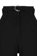 Trendyolmilla Koyu Kahverengi Kemerli Wideleg/Geniş Paça Yüksek Bel Smart Krep Kumaş Örme Pantolon TWOSS23PL00330