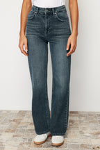 Trendyolmilla Ekru Yüksek Bel Wide Leg Jeans TWOSS24JE00080
