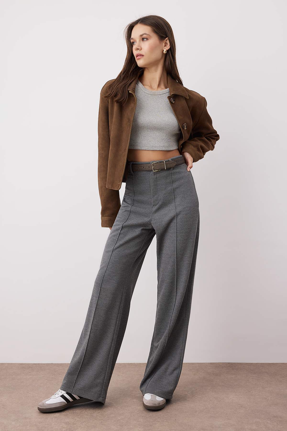 Wardrobe Essentials – Antrasit Premium Straight Esnek Örme Pantolon | TWOAW26PL00024 Main image