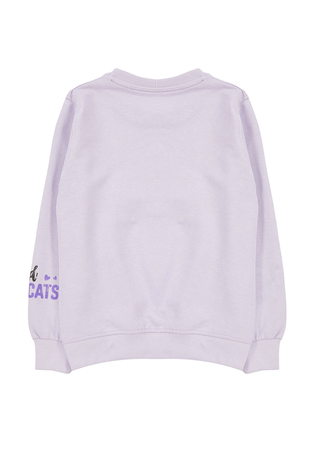 Trendyolmilla Lila Kız Çocuk Mevsimlik-İnce Kedi Desenli Örme Sweatshirt TKDAW25SW00008