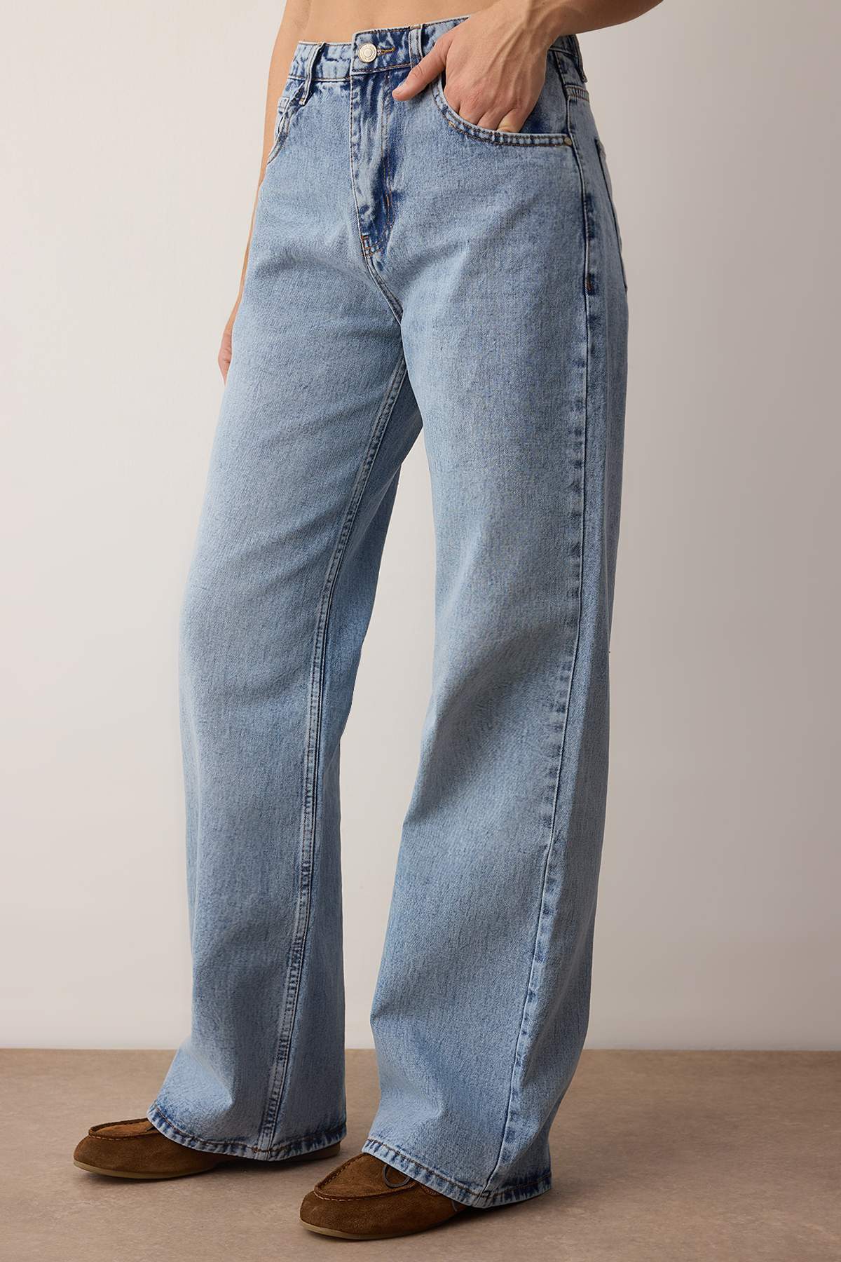 Trendyolmilla Mavi Yüksek Bel Wide Leg Palazzo Jeans TWOAW26JE00269