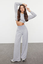 Trendyolmilla Gri Ince Ekstra Yüksek Bel Wide Leg/Geniş Kesim Pantolon TWOAW25PL00026