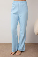 Mavi %100 Pamuklu Cep ve Manşetli Örme Pijama Takımı THMAW26PT00230