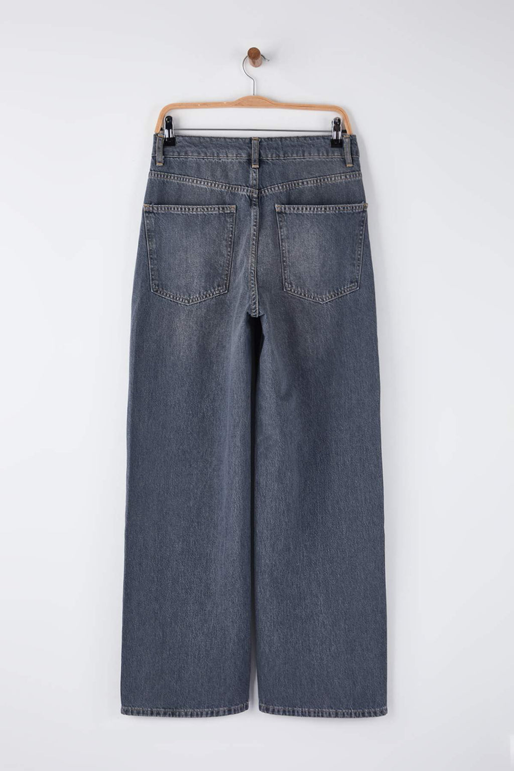 Gri Yüksek Bel Baggy Wide Leg Rahat Geniş Paça %100 Pamuklu Jeans TWOAW26JE00239
