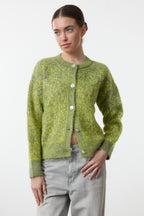 Trendyolmilla Mavi Düğme Detaylı Yumuşak Dokulu Desenli Ceket Görünümlü Triko Hırka TWOAW25HI00185