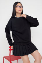 Trendyolmilla Açık Pembe Renk Bloklu Oversize/Geniş Kalıp Kalın Örme Sweatshirt TWOAW26SW00025