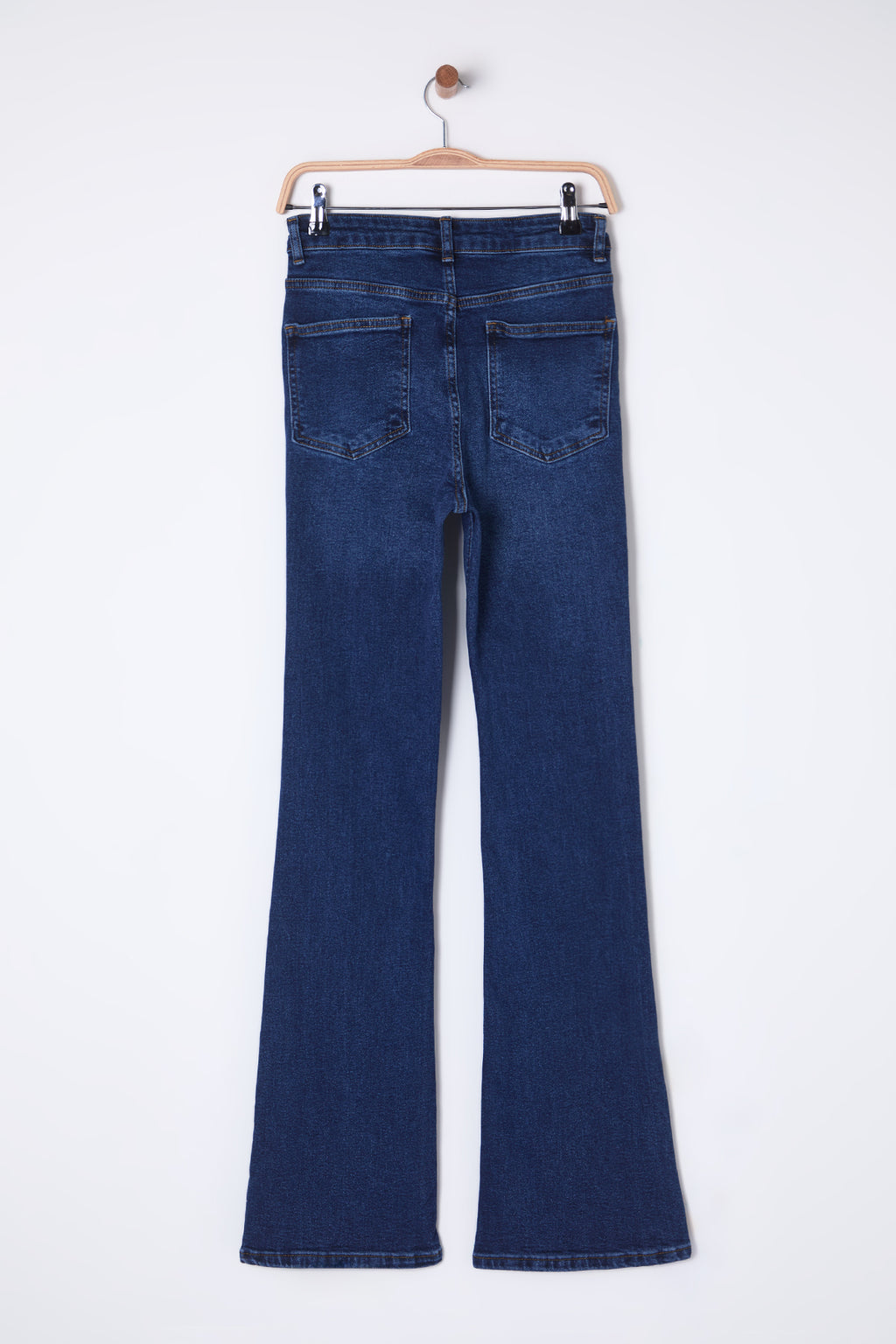 Trendyolmilla Koyu Mavi Yüksek Bel Comfort/Esnek Flare İspanyol Paça Jeans TWOSS25JE00110