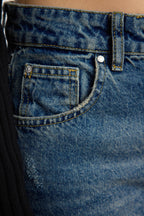 Koyu Mavi Yırtıklı Normal Bel Wide Leg Geniş Paça %100 Pamuk Non-Stretch Jeans TWOAW25JE00203