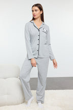 Trendyolmilla Siyah Pamuklu Panda Baskılı Gömlek-Pantolon Örme Pijama Takımı THMAW21PT0245