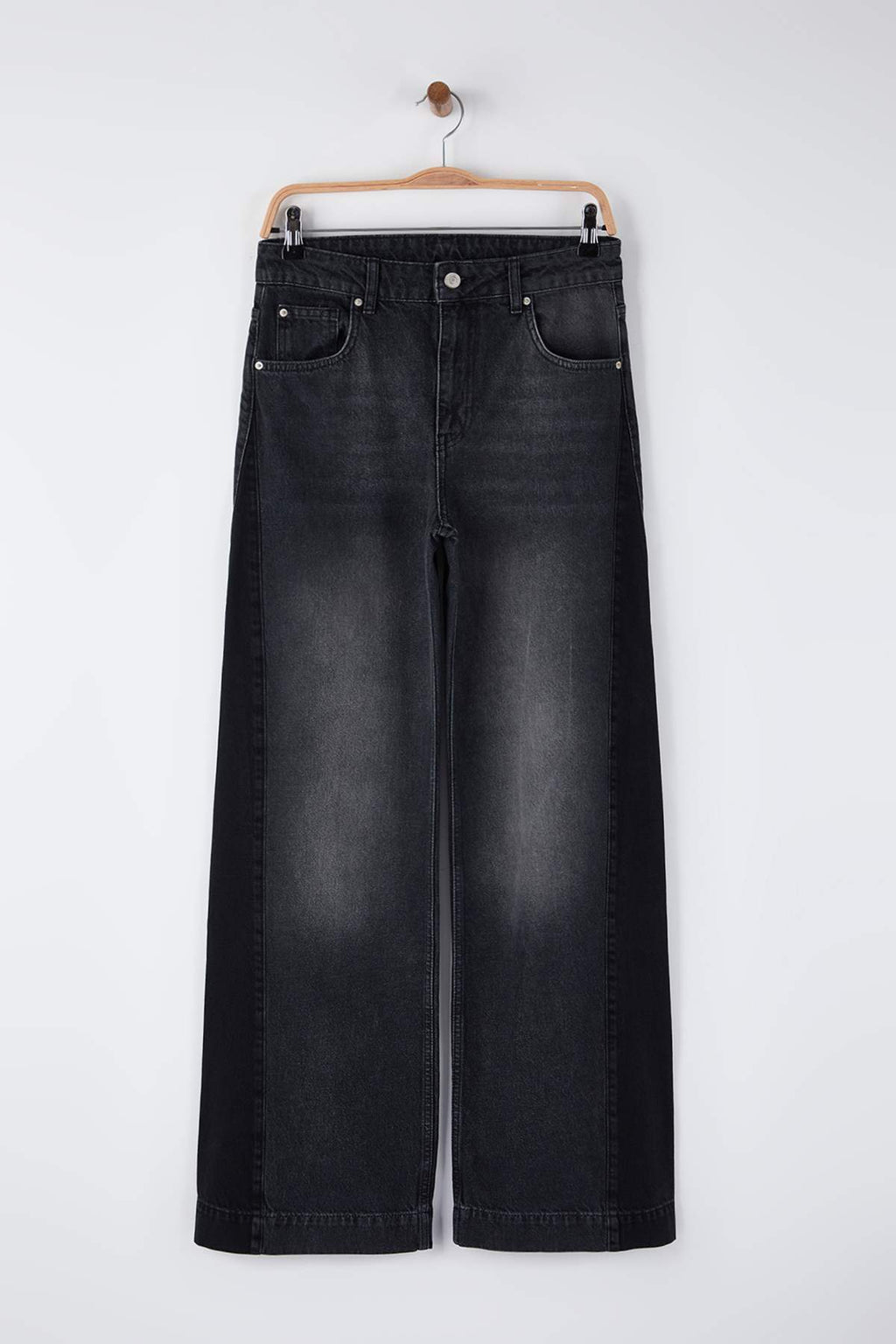 Trendyolmilla Özel Koleksiyon Mavi Yüksek Bel Renk Bloklu Wide Leg Geniş Paça Jeans TWOAW26JE00099