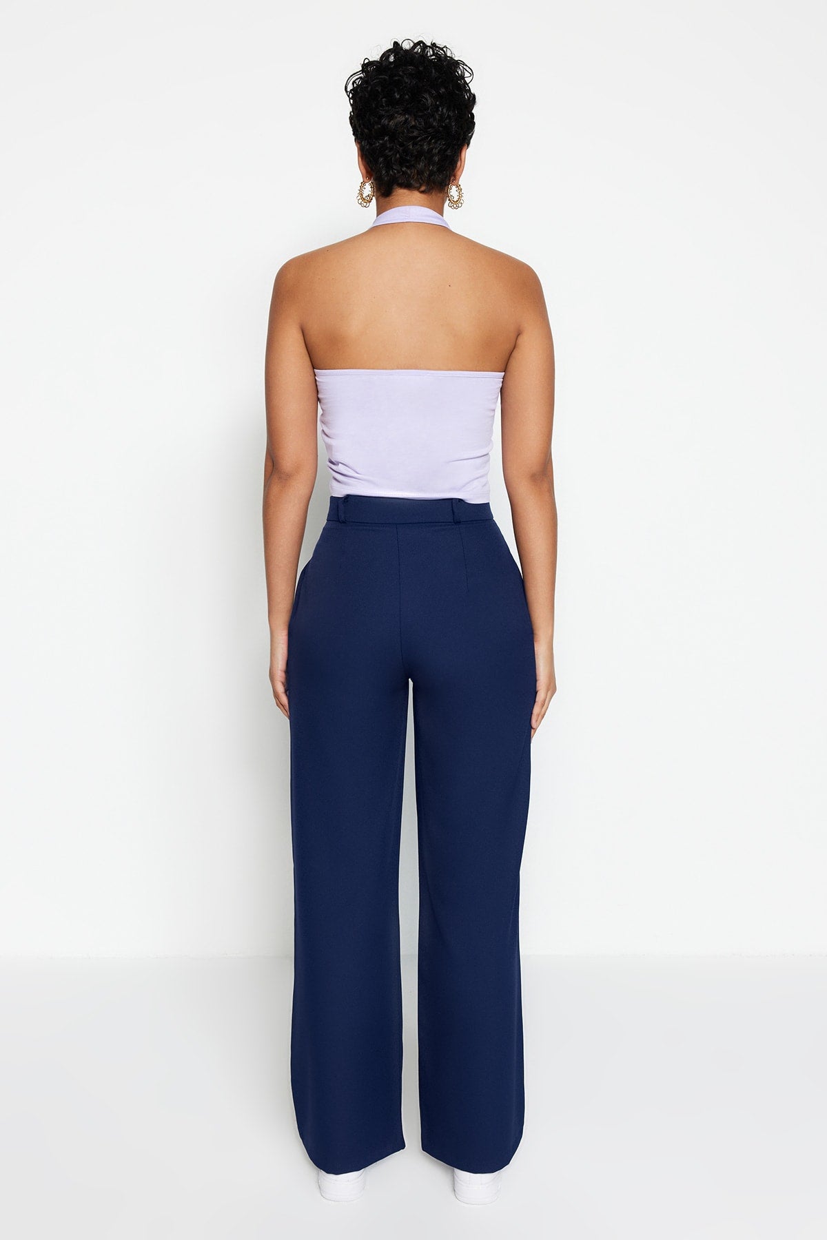 Trendyolmilla Mavi Wide Leg/Geniş Paça Dokuma Kumaş Pantolon TWOAW22PL0263 Palazzo
