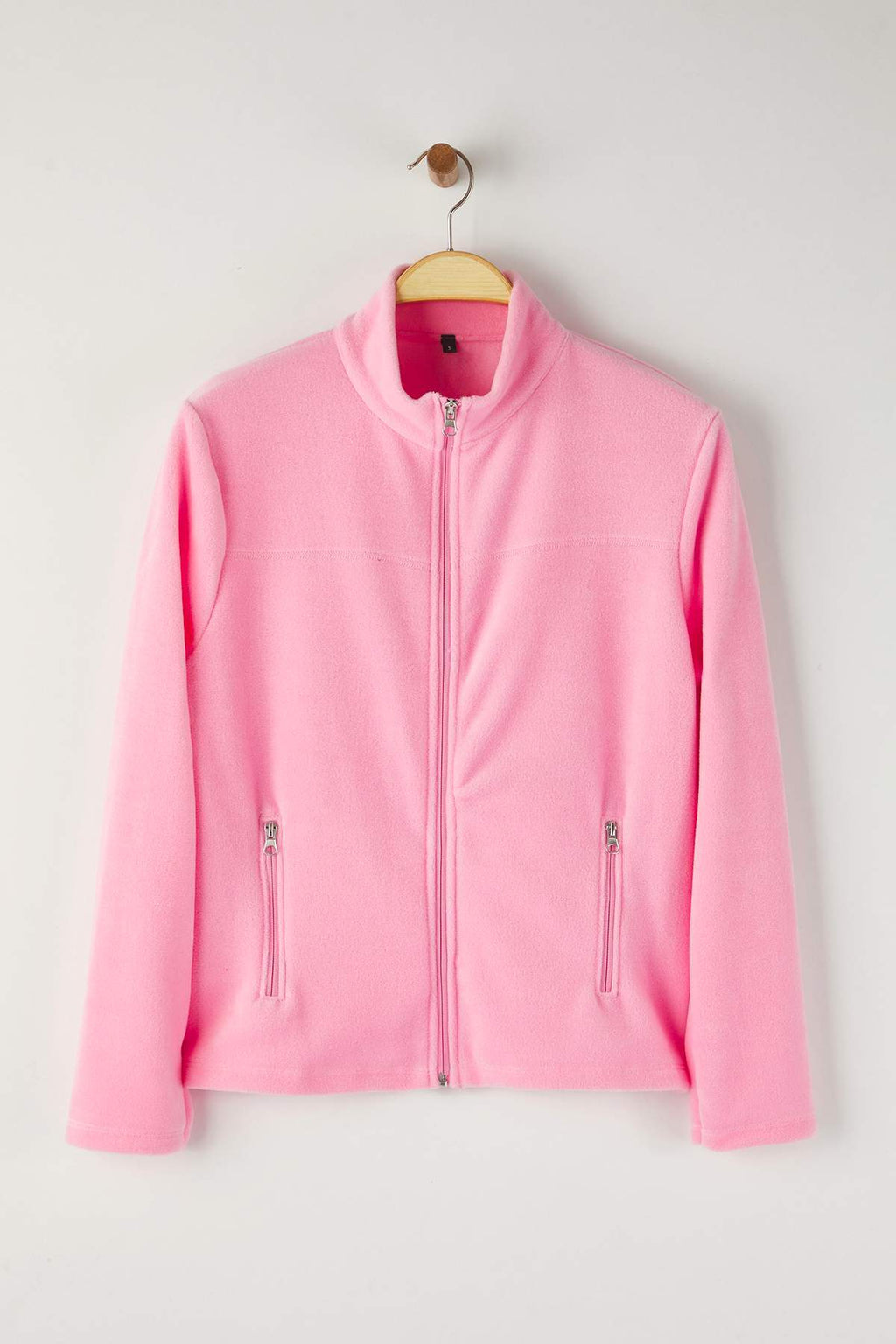 Trendyolmilla Pembe Polar Düz Dik Yaka Cepli Fermuarlı Regular/Normal Kesim Örme Sweatshirt TWOAW26SW00005
