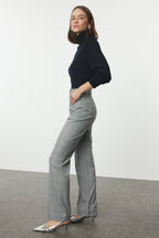 Gri Ekose Straight/Düz Kesim Dokuma Pantolon TWOAW25PL00085