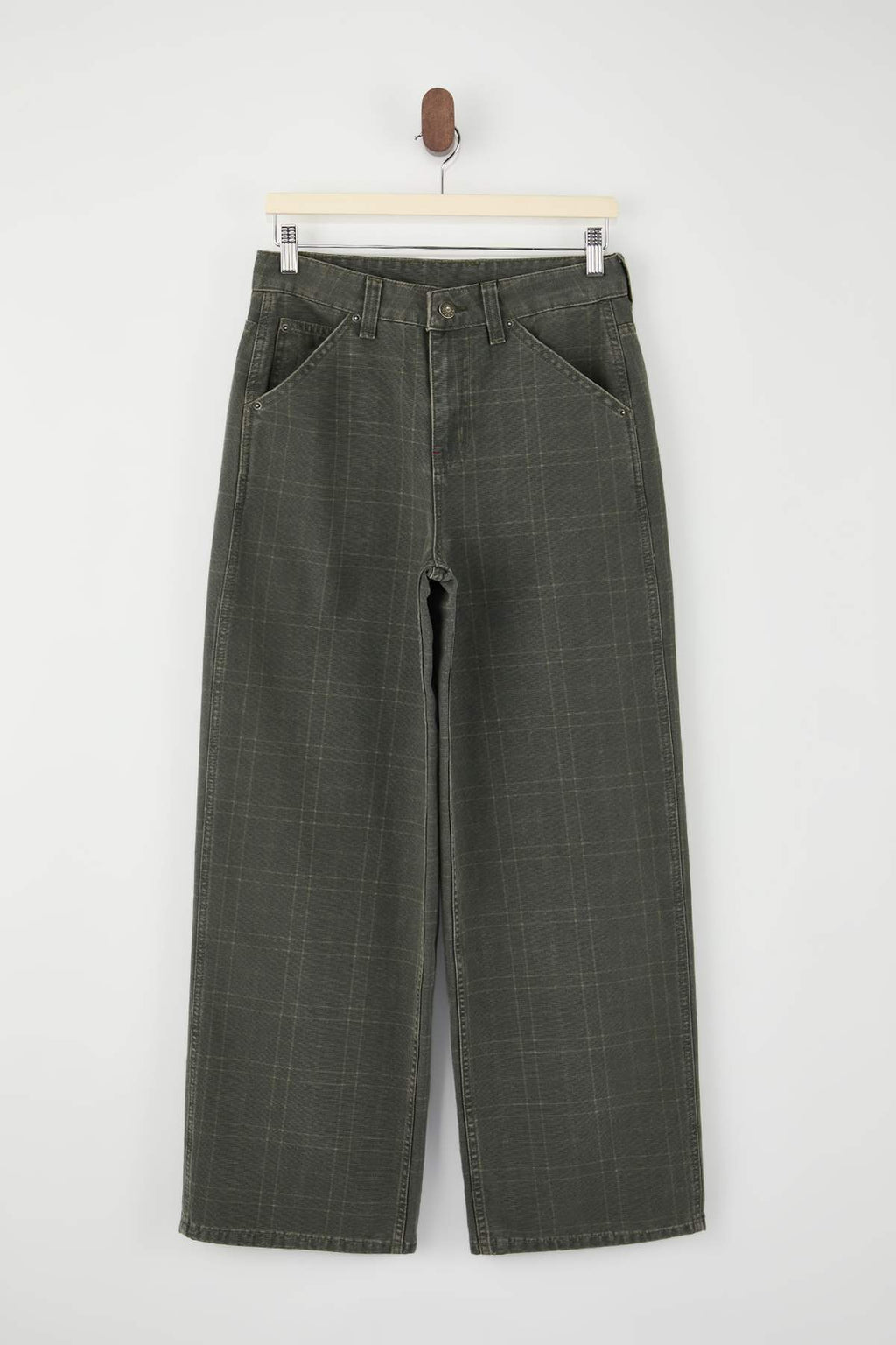 Çok Renkli Ekose Desenli Yüksek Bel %100 Pamuk Baggy Jeans TWOSS26JE00052