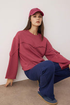 Trendyolmilla Antrasit Kalın Şardonsuz İspanyol Kol Dikiş Detaylı Relaxed Örme Sweatshirt TWOAW26SW00110