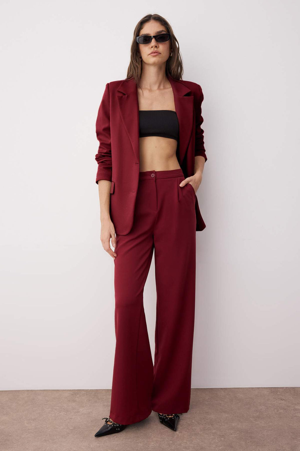 Trendyolmilla Antrasit Wide Leg/Geniş Paça Dokuma Kumaş Pantolon TWOAW22PL0139