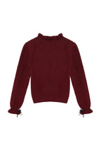 Trendyolmilla Bordo Yumuşak Dokulu Ajurlu/Delikli Kurdele/Fiyonk Detaylı Triko Kazak TWOAW21KZ2355