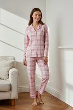 Trendyolmilla Gri %100 Pamuklu Ekoseli Örme Pijama Takımı THMAW20PT0266