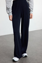 Trendyolmilla Antrasit Wide Leg/Rahat Kesim Yüksek Bel Esnek Pantolon TWOSS23PL00129