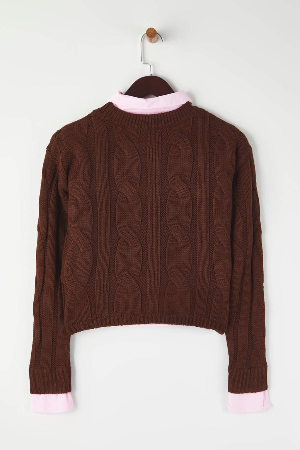 Trendyolmilla Teen Koyu Gri Gömlek Garnili Detaylı Crop Triko Kazak TWOAW26KZ00047