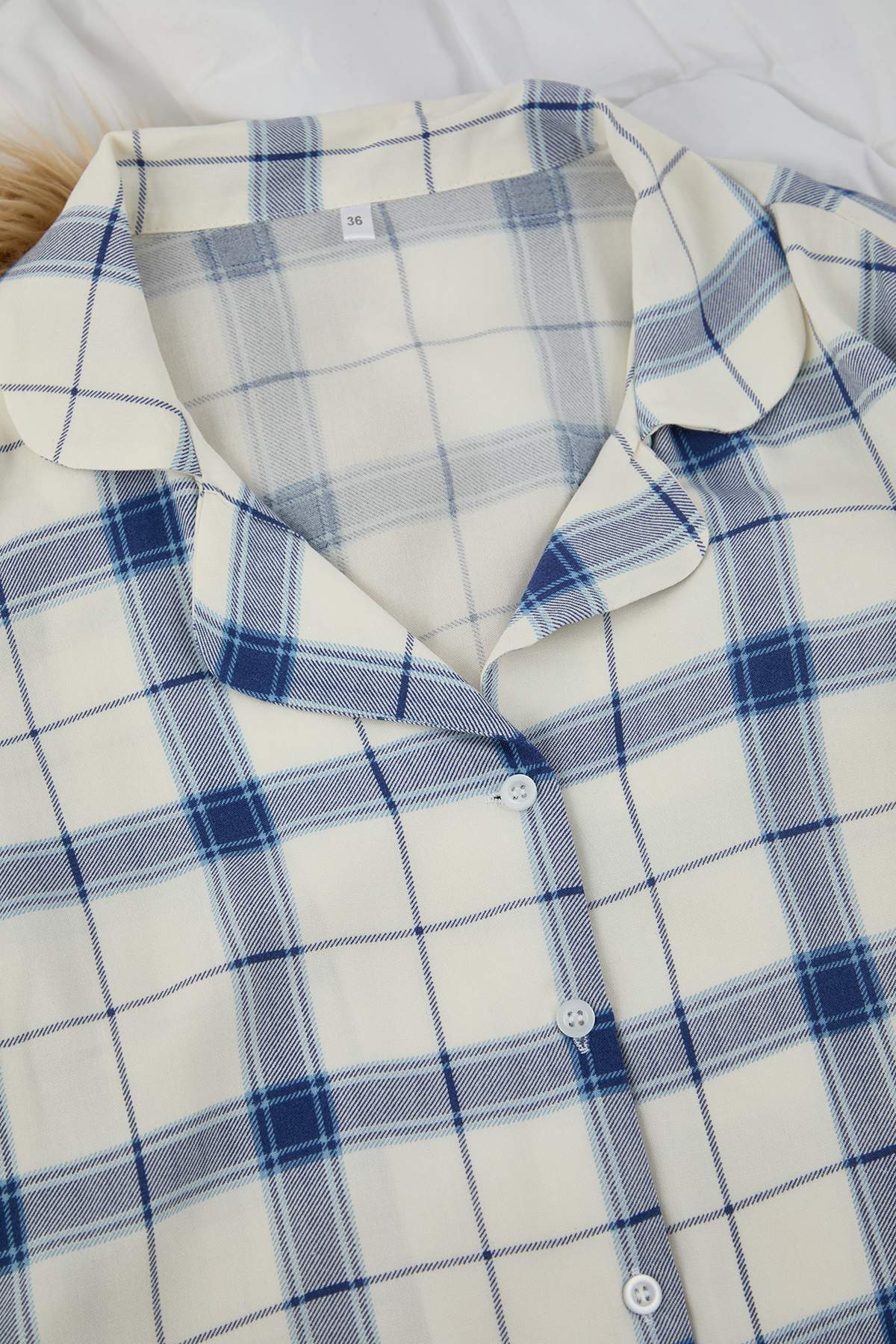 Trendyolmilla Mavi Ekoseli Viskon Dokuma Pijama Takımı THMAW26PT00066