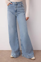 Trendyolmilla Açık Mavi Paça Detaylı Yüksek Bel Wide Leg Comfort Jeans TWOAW26JE00000