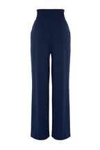 Trendyolmilla Lacivert Wide Leg/Geniş Paça Beli Lastikli Dokuma Pantolon TWOSS22PL00024
