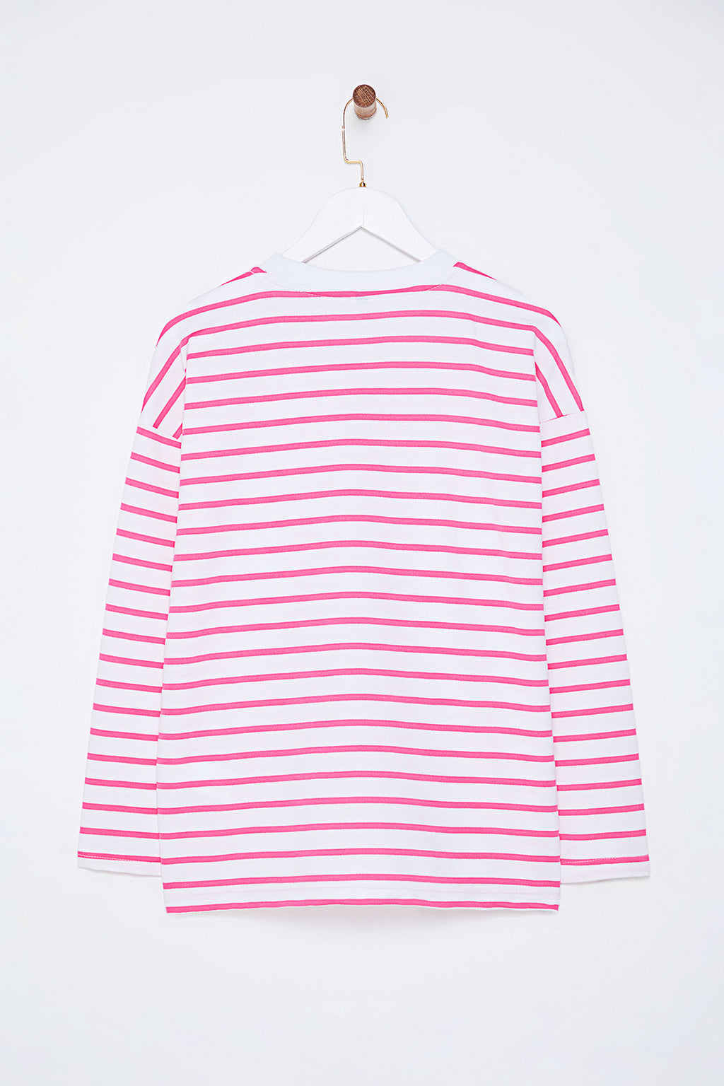 Trendyolmilla Beyaz Çizgili Oversize/Geniş Kesim Bisiklet Yaka İnce Örme Sweatshirt TWOAW23SW00326