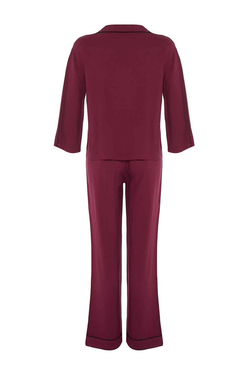 Trendyolmilla Bordo Biyeli Viskon Dokuma Pijama Takımı THMAW21PT0292