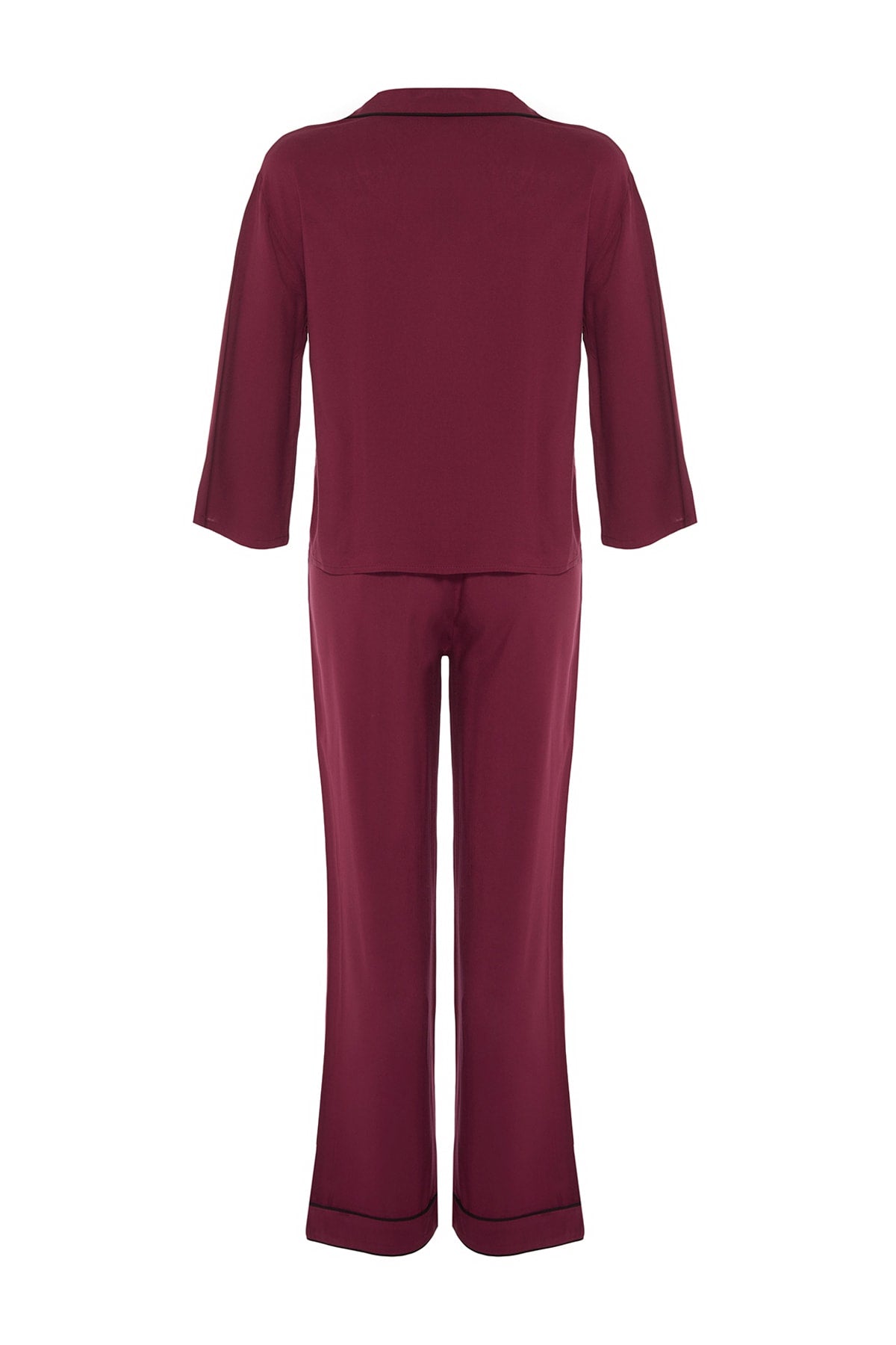 Trendyolmilla Bordo Biyeli Viskon Dokuma Pijama Takımı THMAW21PT0292