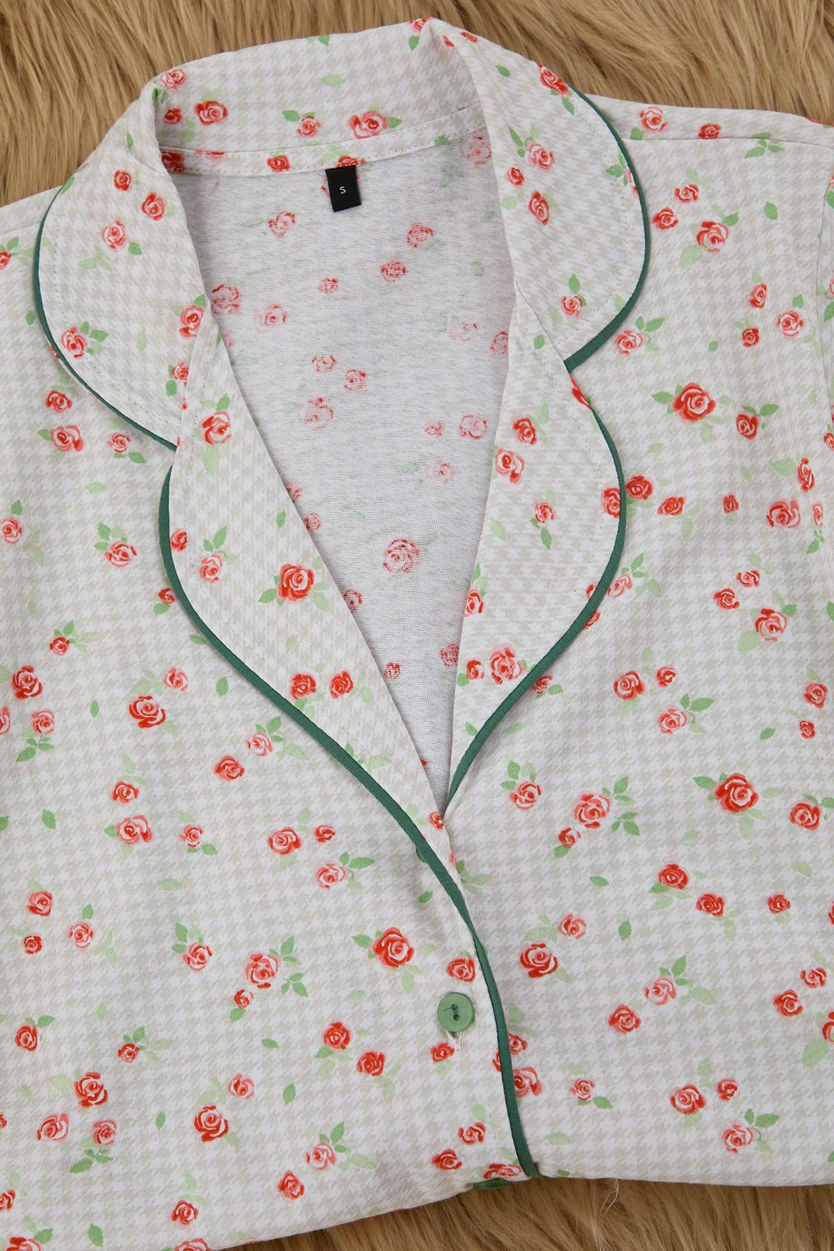 Trendyolmilla Pembe %100 Pamuklu Çiçekli Biyeli Örme Pijama Takımı THMAW25PT00202