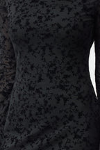 Trendyolmilla Siyah Flok Baskılı Vücuda Oturan Mini Örme Elbise TWOAW25EL00562
