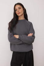 Trendyolmilla Lila Relaxed/Rahat Kalıp Basic Reglan Kol Bisiklet Yaka Örme Sweatshirt TWOAW24SW00104