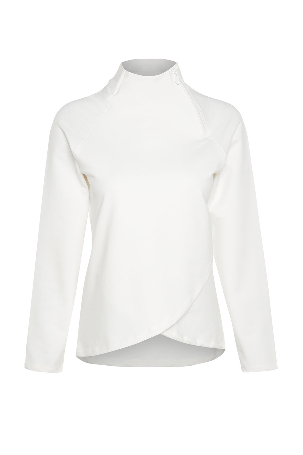 Kaymak Beyazı Pamuklu Fermuar Detaylı Dik Yaka Örme Spor Sweatshirt TWOAW22SW0187