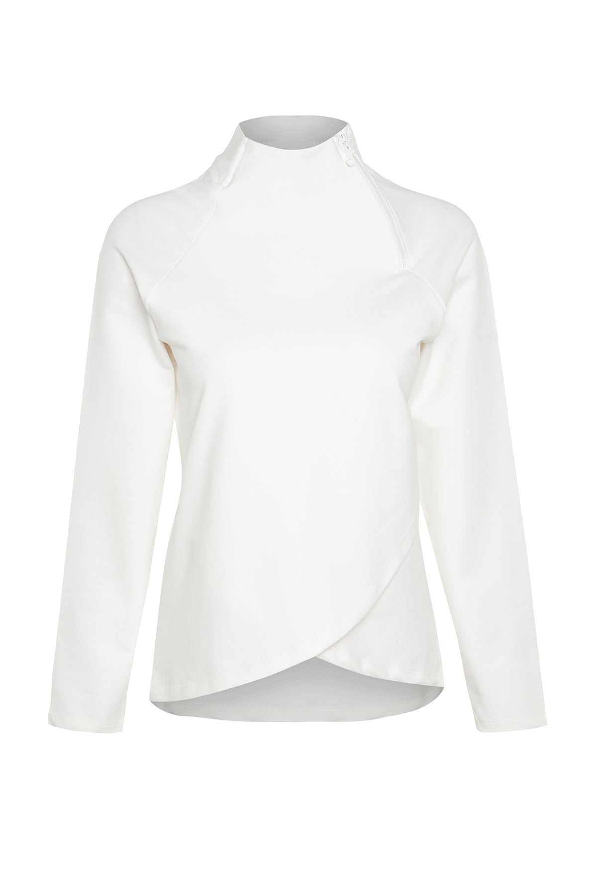 Kaymak Beyazı Pamuklu Fermuar Detaylı Dik Yaka Örme Spor Sweatshirt TWOAW22SW0187