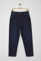Trendyolmilla Gece Mavisi Yüksek Bel YENİ MOM %100 pamuk Non-Stretch Jeans TWOAW26JE00054