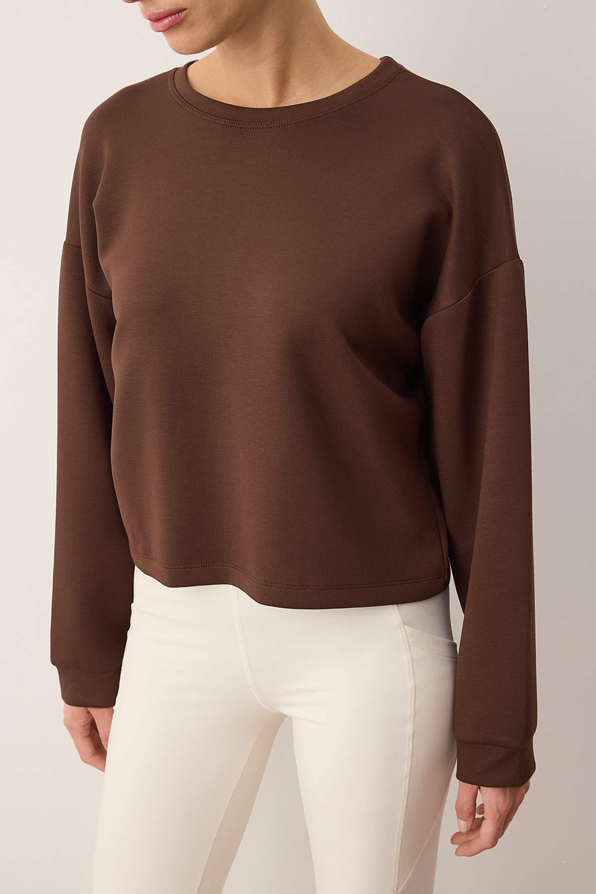 Trendyolmilla Kahverengi İnterlok Regular Sweatshirt THMAW26SW00003