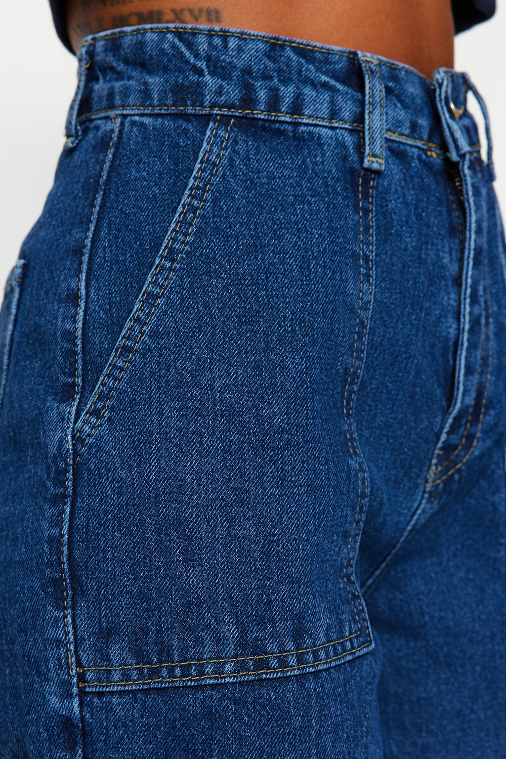 Trendyolmilla Siyah Cep Detaylı Yüksek Bel Wide Leg Jeans TWOAW22JE0595