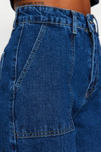 Trendyolmilla Siyah Cep Detaylı Yüksek Bel Wide Leg Jeans TWOAW22JE0595