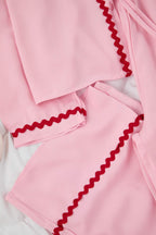 Pembe Şerit Detaylı Viskon Dokuma Pijama Takımı THMAW26PT00144