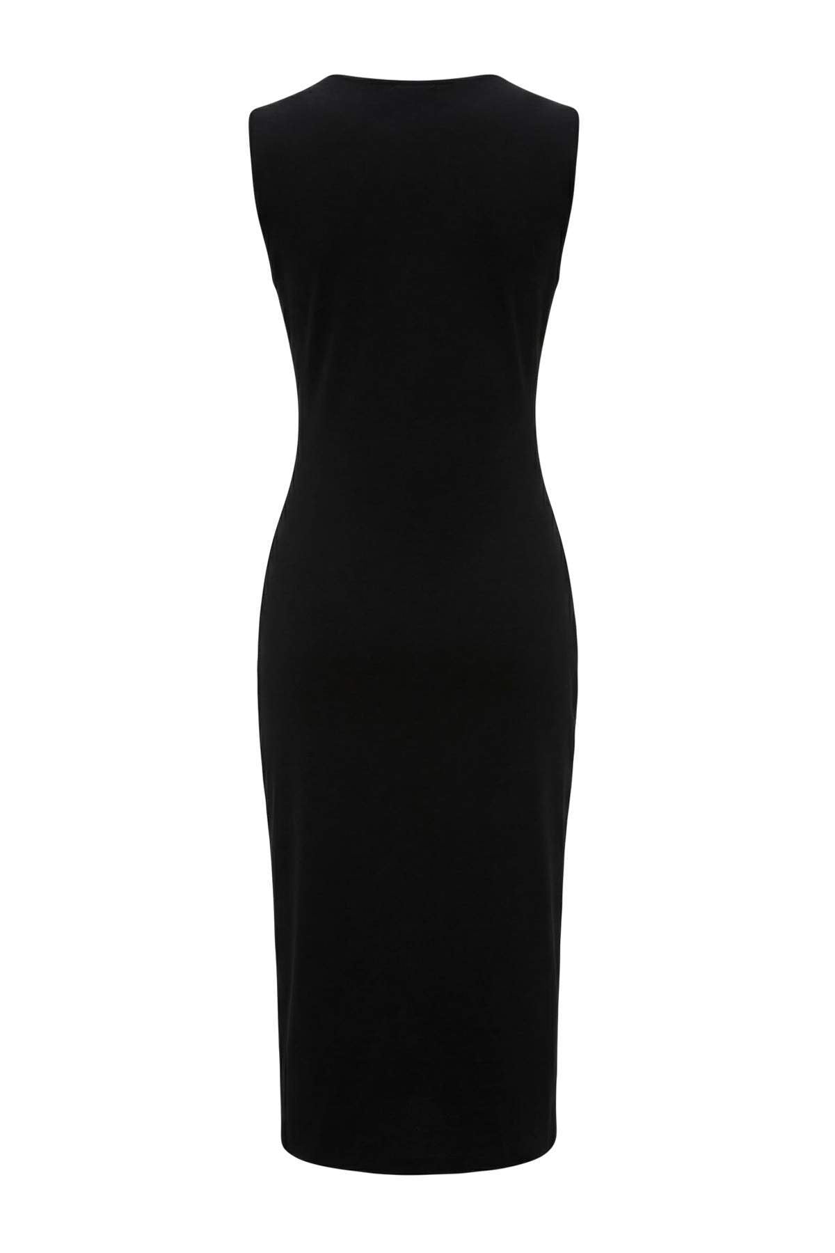 Trendyolmilla Kırmızı Bodycon Kolsuz Aksesuar Detaylı Midi İnterlok Örme Elbise TWOSS26EL00016