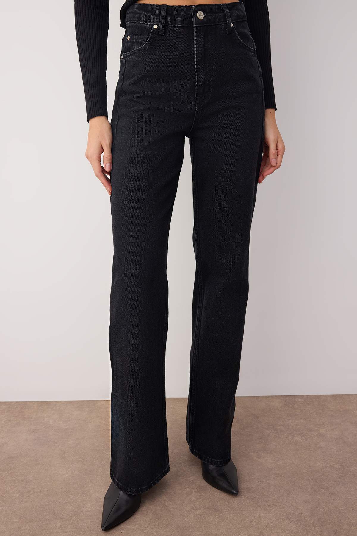 Trendyolmilla Mavi*001  Yüksek Bel Wide Leg Jeans TWOAW23JE00345