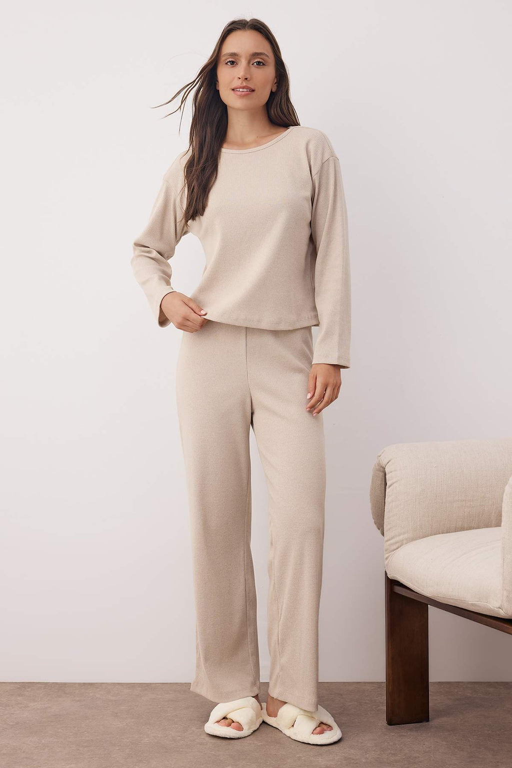 Trendyolmilla Bordo Fitilli Örme Pijama Takımı THMAW21PT0684