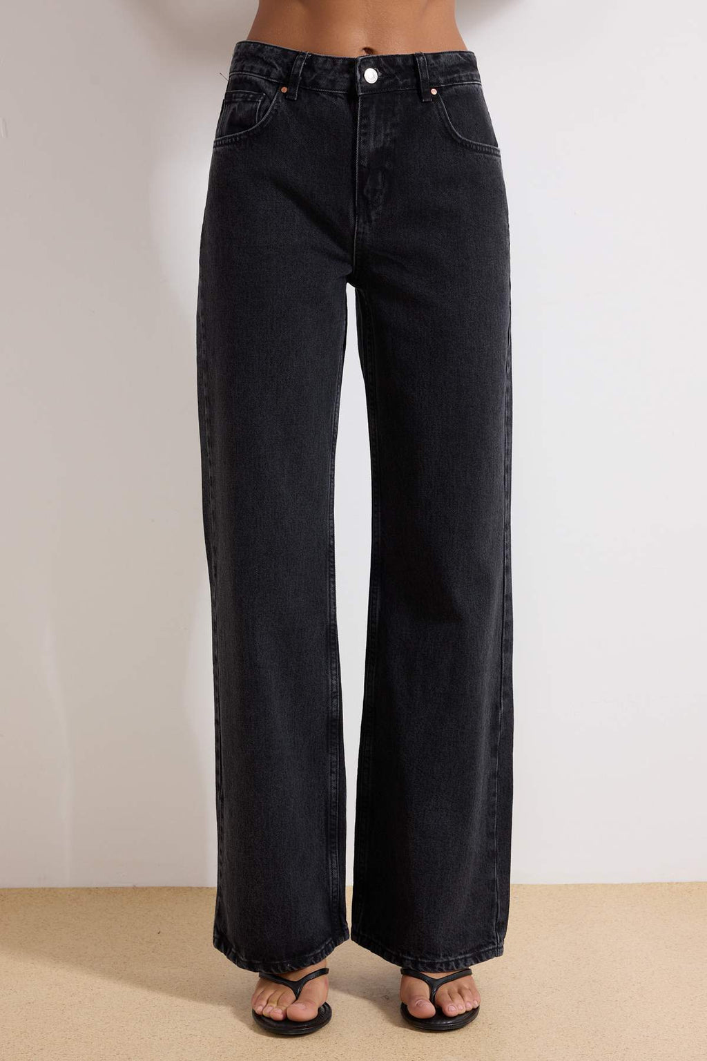 Trendyolmilla Lacivert  Yüksek Bel Wide Leg Jeans TWOAW24JE00089