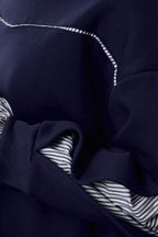 Lacivert Dokuma Detaylı Relaxed/Rahat Kalıp Kalın İçi Polarlı Örme Sweatshirt TWOAW25SW00079