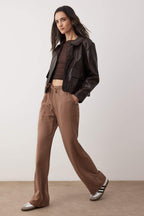 Trendyolmilla Bej More Sustainable %100 Tencel™ Beli Lastikli Yüksek Bel Jeans TWOSS24JE00203