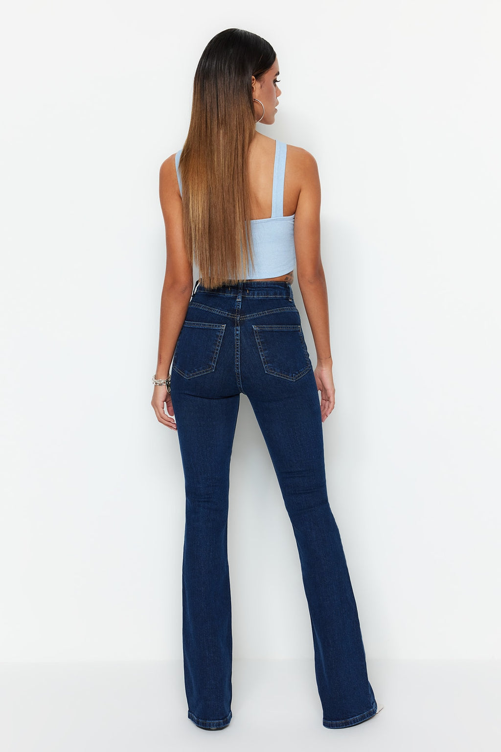 Trendyolmilla Mavi*002 Süper Yüksek Bel Comfort/Esnek Flare Jeans TWOSS23JE00064